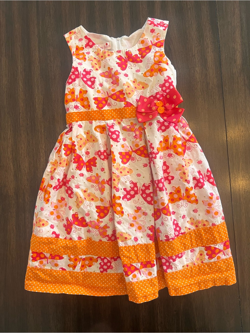 Ashley Ann Pink & Orange Butterfly Polka-Dot Dress
